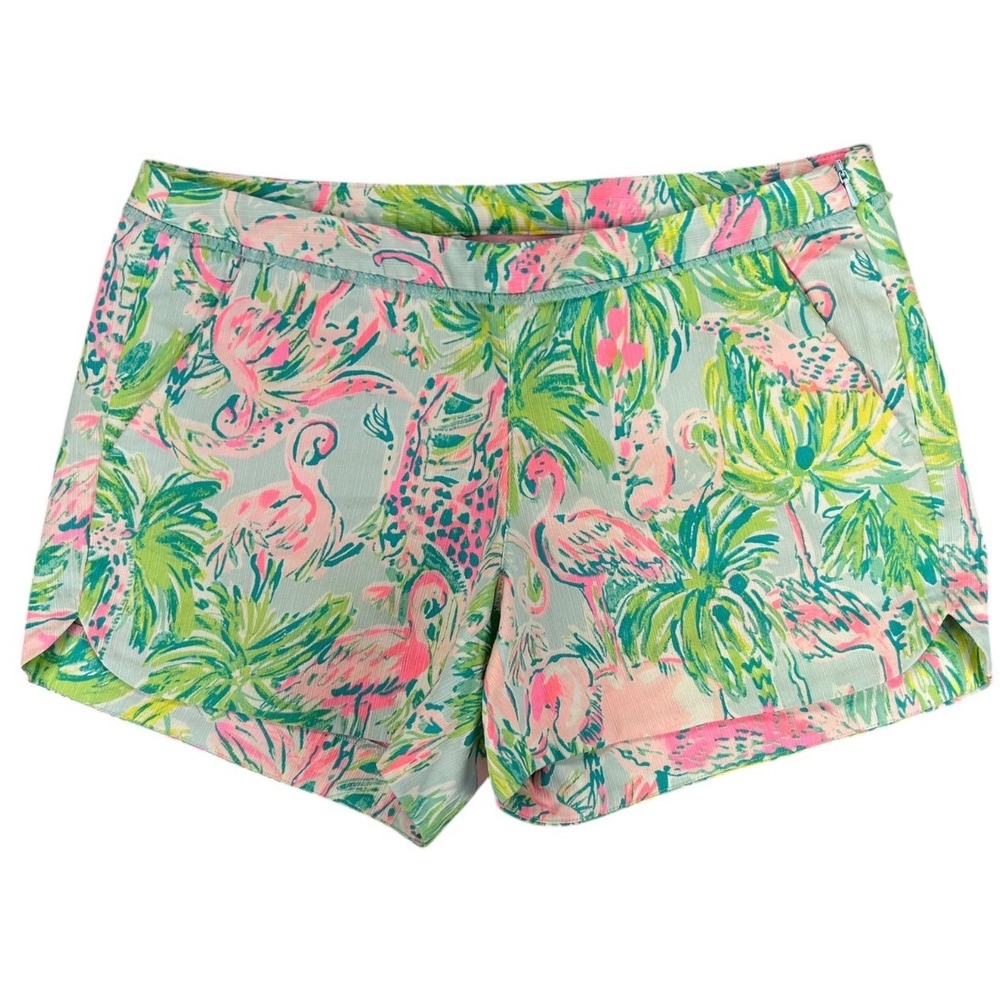 Lilly Pulitzer Adie Shorts Womens 2 Seasalt Blue On Parade Tropical Resort Beach